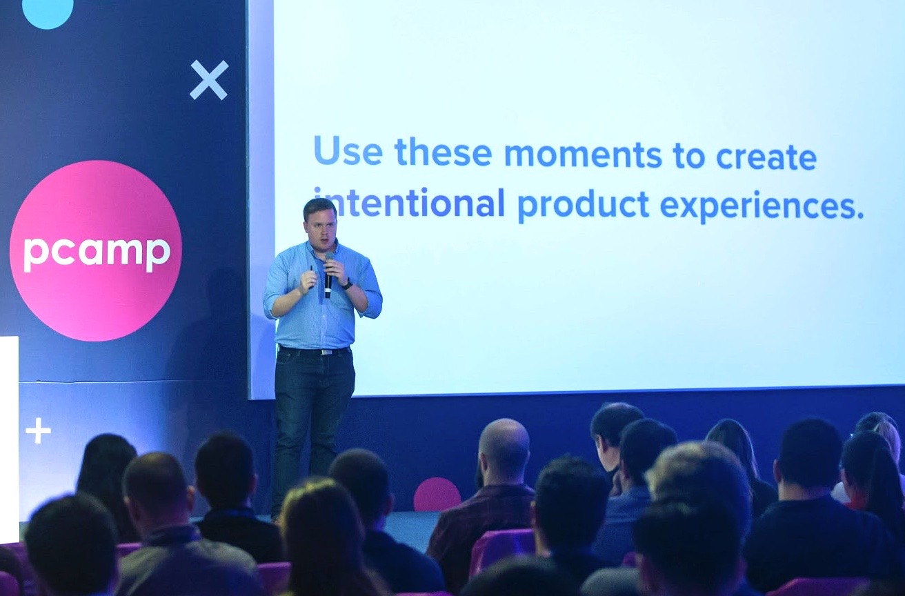 Cameron Hall speaking at Product Camp